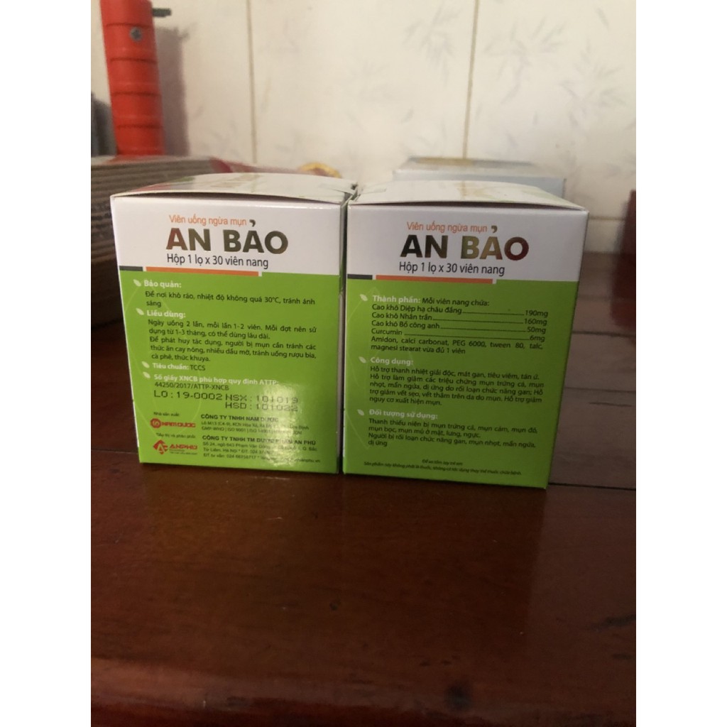 Viên Ngừa Mụn An Bảo |  Giảm mụn trứng cá, mụn nhọt, dị ứng, mẩn ngứa, thanh nhiệt giải độc, ngừa vết thâm