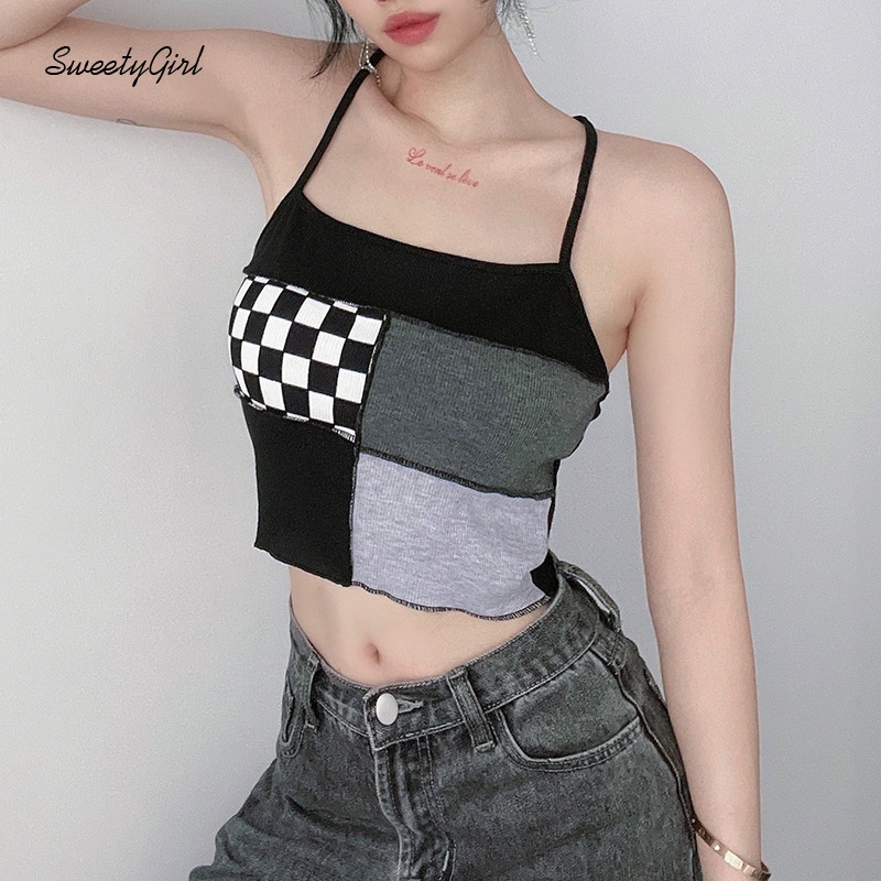 Áo croptop tay dài cổ tròn màu sắc tương phản thời trang cho nữ