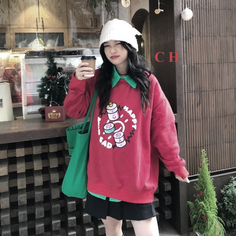 Áo Nỉ Hns PEONYB Nữ [FREESHIP] 🌸 Sweater form rộng tay bồng phong cách vintage, nỉ hoodie in hình đẹp cá tính Ulzzang 🌸 | BigBuy360 - bigbuy360.vn