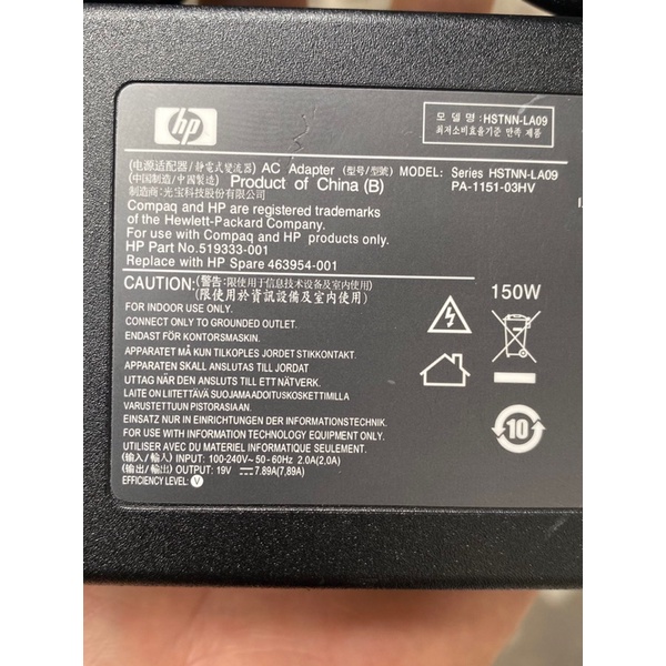 Sạc laptop HP 19V-7.89A 150w sử dụng cho HP 8570w 8560w 8540w bản gốc