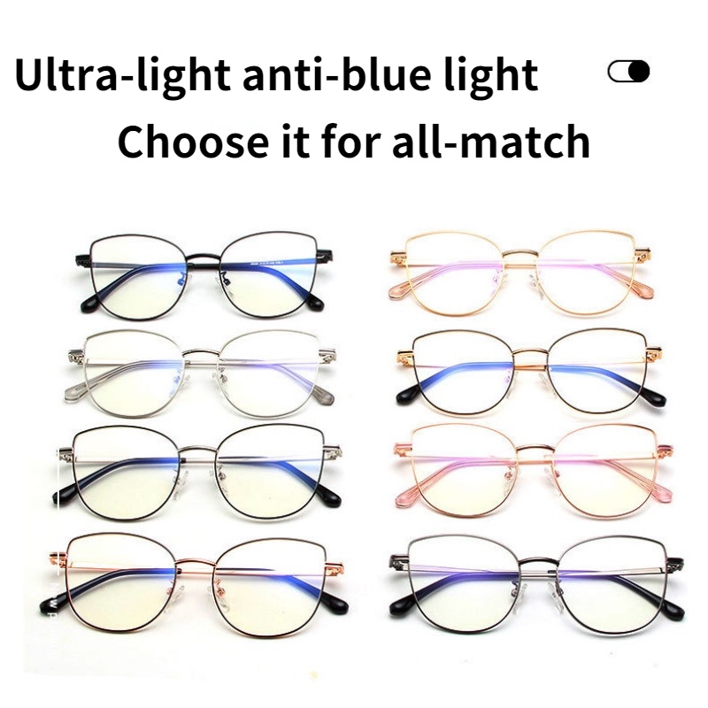 Kính mắt mèo gọng kim loại chống ánh sáng xanh thời trang cho nữ