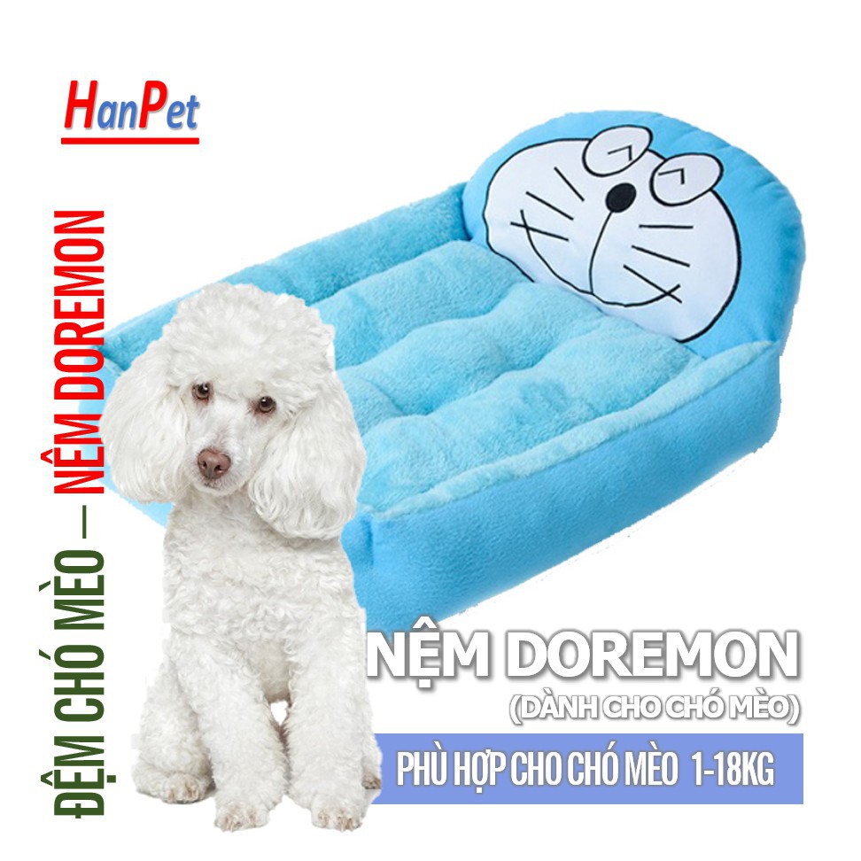 Nệm Giường Cho Thú Cưng Hình doremon màu xanh (3 size)