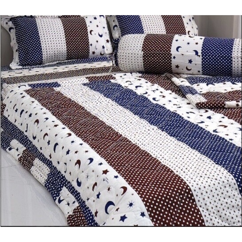 bộ drap (ga giường 4 món ) Thắng lợi cotton in logo chính hãng mẫu TRĂNG SAO ĐỎ