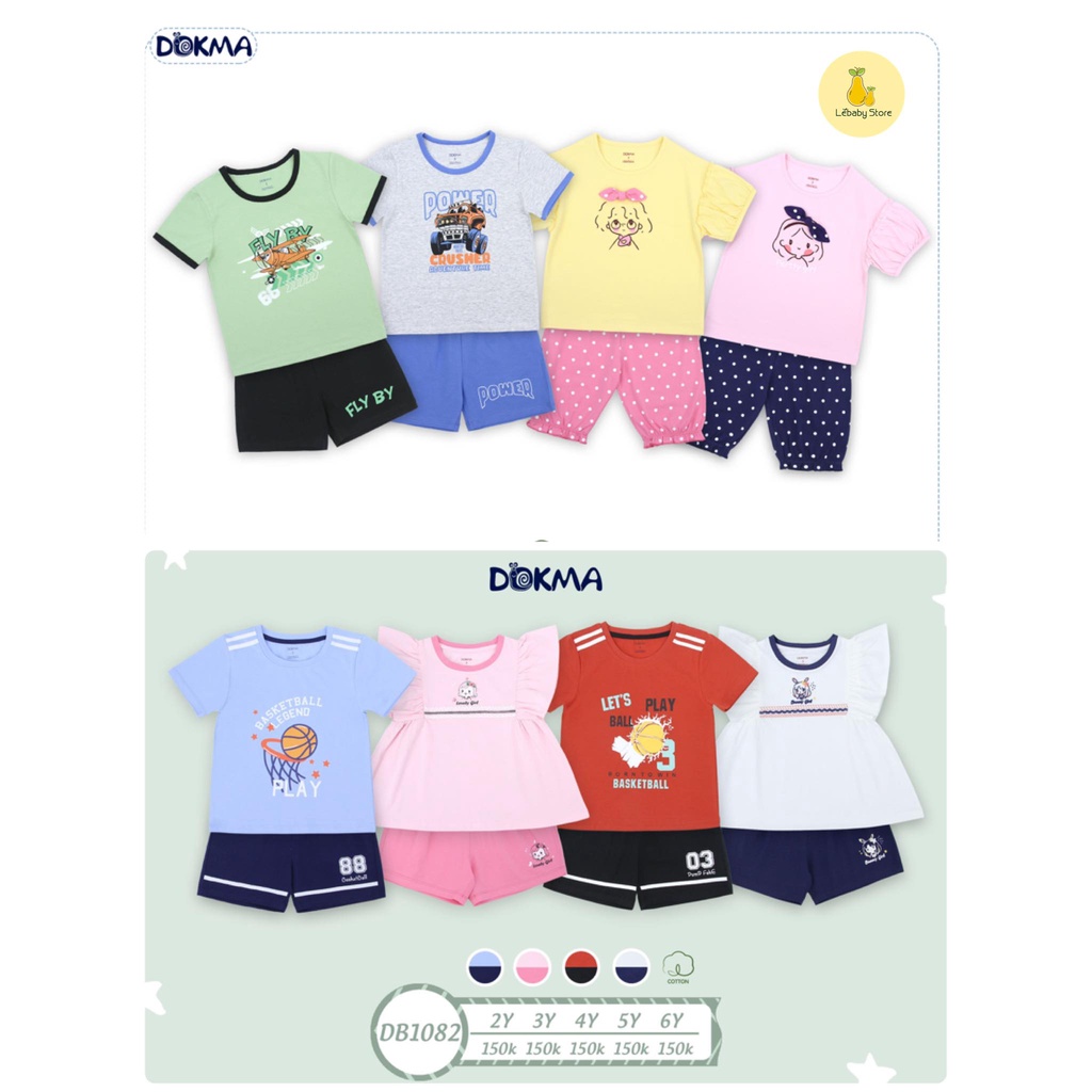 Bộ cộc tay cổ tròn vải cotton cho bé yêu - DOKMA