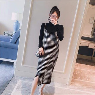 Yếm Len Bầu Kẻ Đen Trắng Cao Cấp