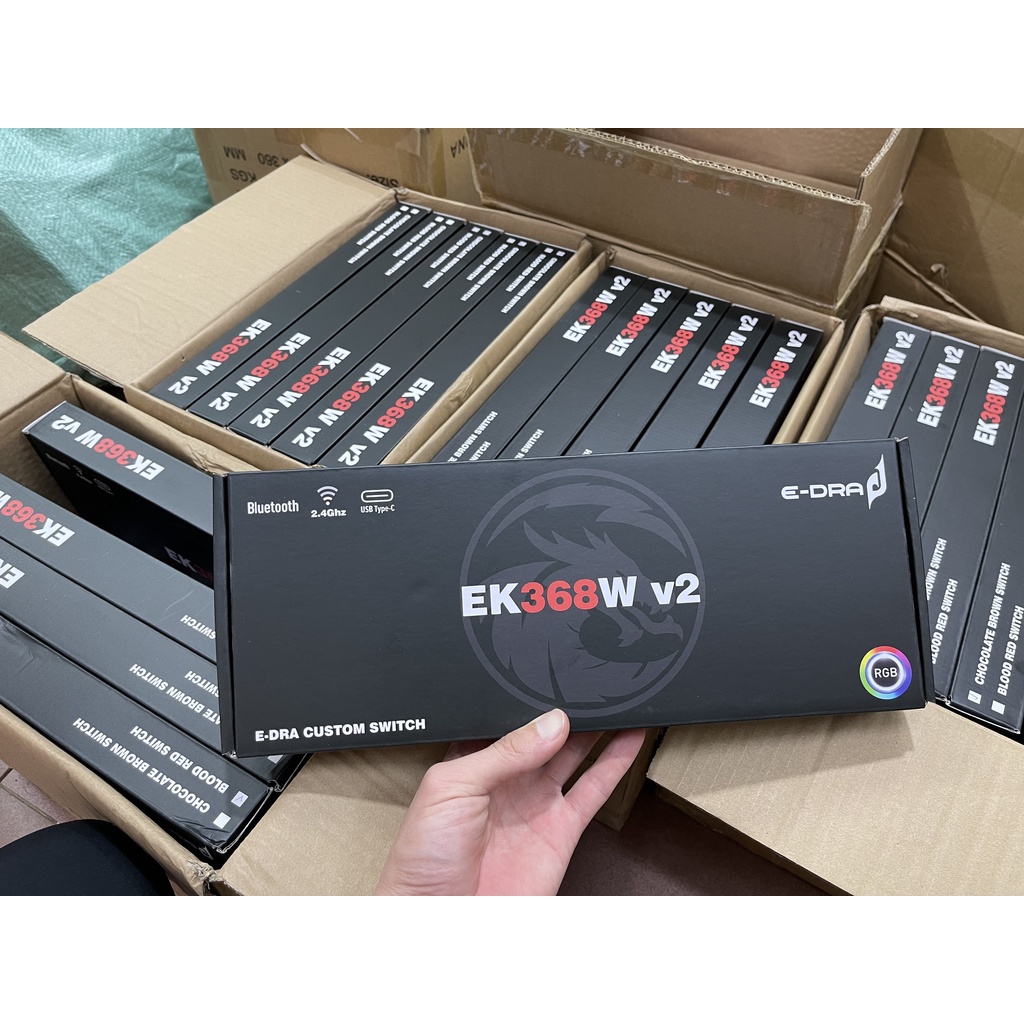 Bàn phím cơ không dây Gaming Edra EK368 W V2 Red sw  - Hoàng Long Computer