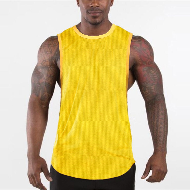 Áo Ba Lỗ Cổ Tròn Phối Lưới Thoáng Khí Thời Trang Thể Thao Cho Nam