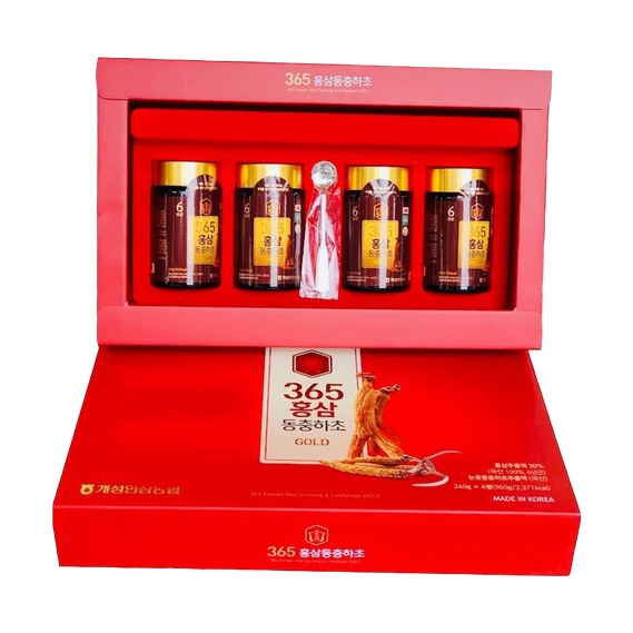 Cao Hồng Sâm Đông Trùng Hạ Thảo 365 HÀN QUỐC, Hộp 4 Lọ x 240gr