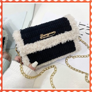 Túi handmade tự đan len viền xù nhiều màu