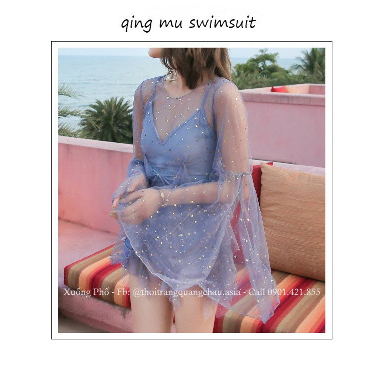 [Hàng Nhập] SET 2 MÓN-Bikini 1 mảnh gồm áo khoác lấp lánh #86626