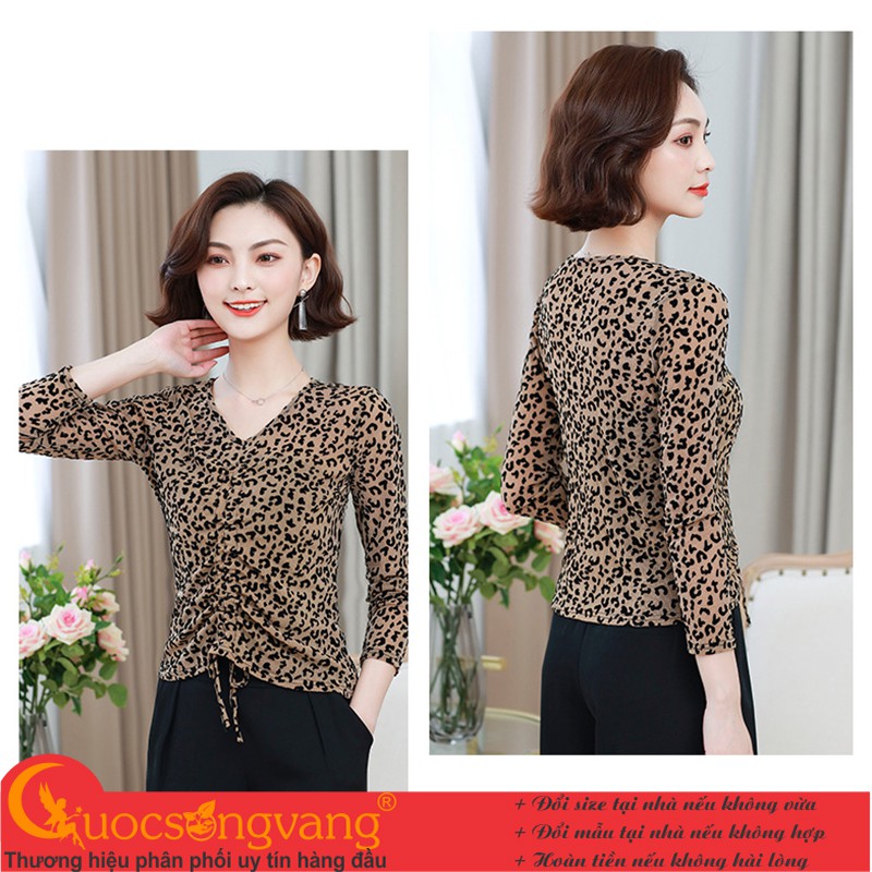 Áo thun nữ dệt da báo áo thun lưới co giãn GLA301 Cuocsongvang