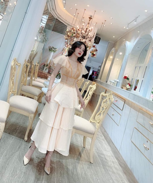 ẢNH VÀ VIDEO THẬT 1000% đầm  xoè tầng kết pha lê