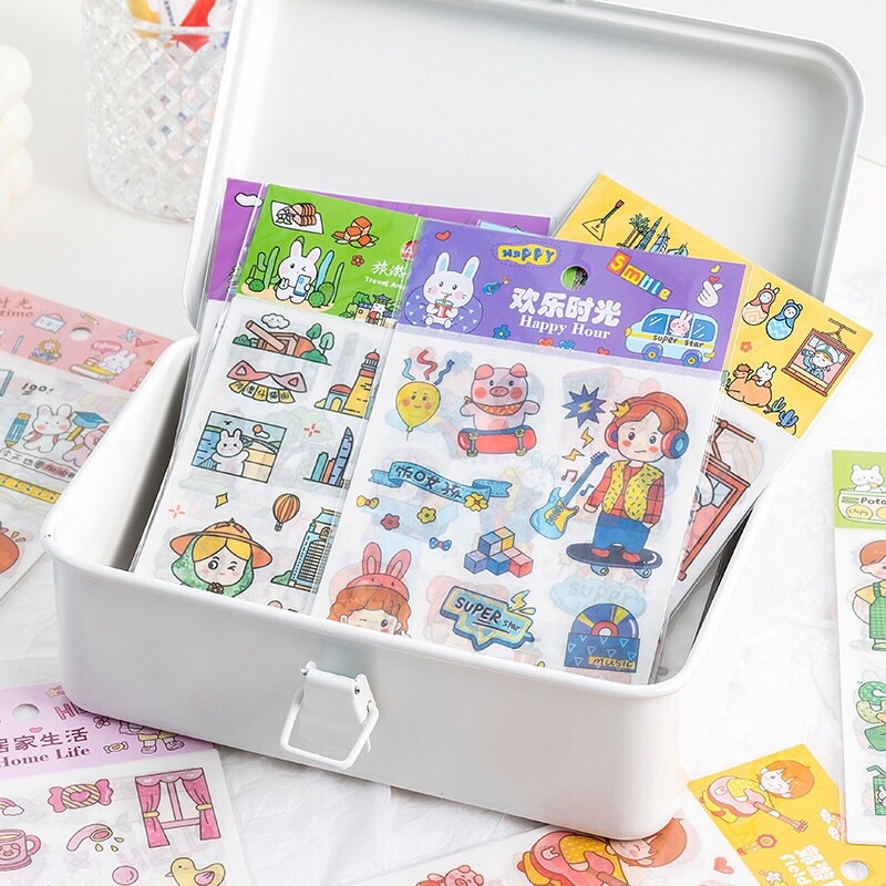 Set Sticker cute cô gái dễ thương- trang trí sổ đáng yêu giá rẻ Bistore BS01