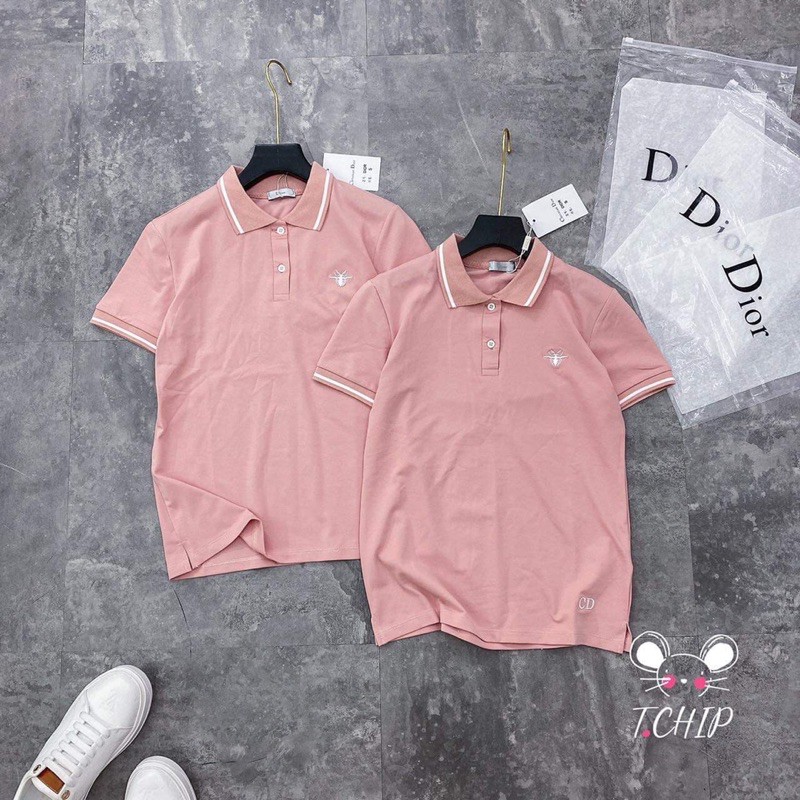 áo nữ cổ bẻ cotton thêu chữ