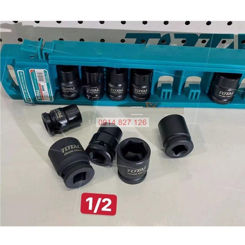 Bộ 10 đầu tuýp 1/2inch Impact DR TOTAL THISTD12101 dài 40mm đầu tiếp 10-24mm, thép CrMo, Bh 6 tháng