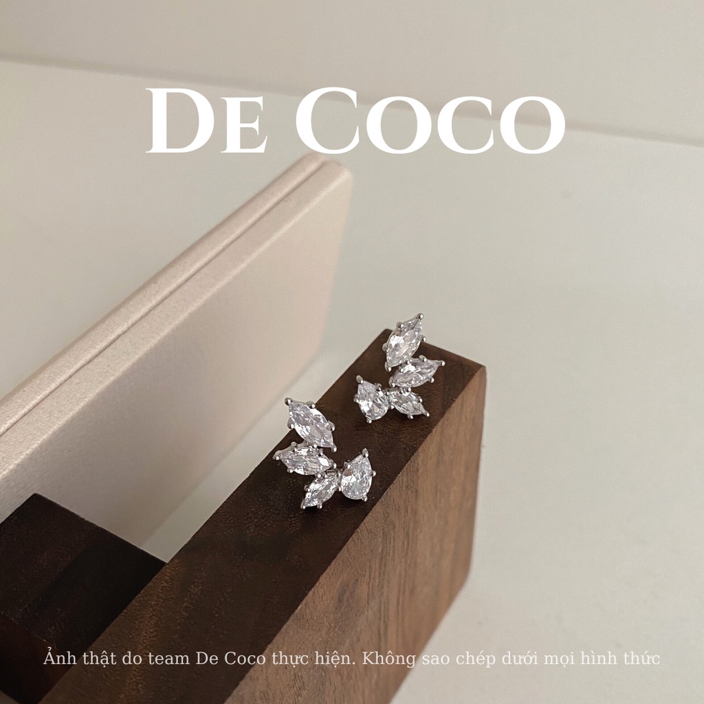 Khuyên tai nữ DECOCO ACC Mila cỏ 4 lá đính đá