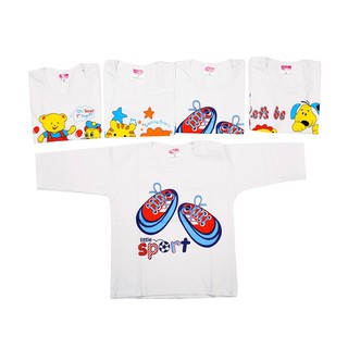 Set 5 áo tay dài trắng cài vai bosinis cho bé