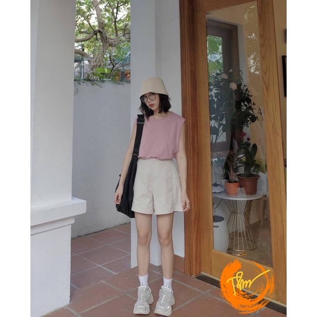 Sét áo ba lỗ + quần đùi kaki gập gấu