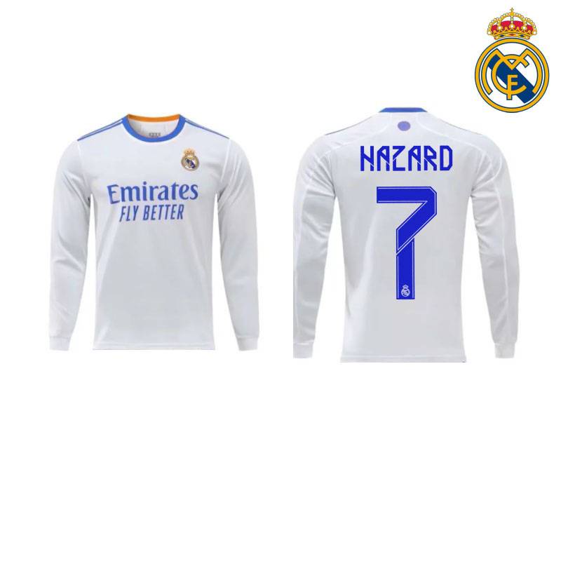 2021-2022 Real Madrid Fc. Áo Bóng Đá Dài Tay Hazard Benzema Modric Plus Size Unis