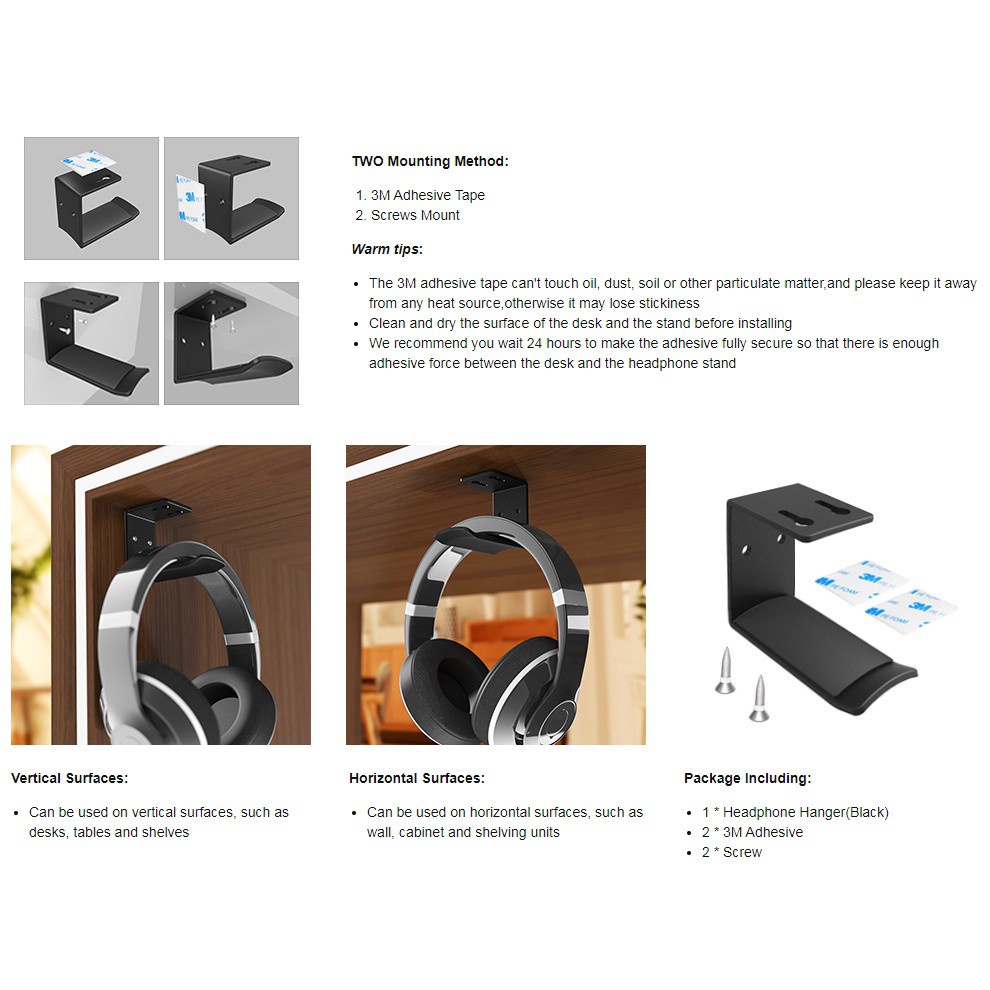 Giá Đỡ Tai Nghe Gắn Tường Bằng Nhôm Tiện Dụng