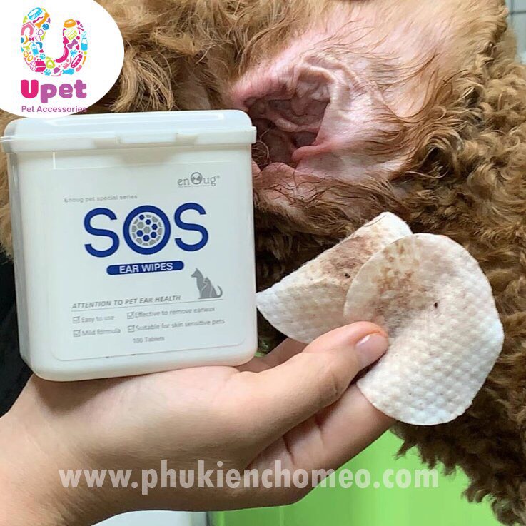 Khăn/ Giấy ướt vệ sinh tai chó mèo SOS giúp vệ sinh tai, ngăn ngừa viêm tai, tiện lợi dễ sử dụng và an toàn cho thú cưng