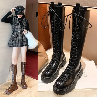 BOOTS ĐÙI DA NỮ ĐẾ 5CM HOTTREND 2020 MŨI TRÒN BOOT CAO CỔ LỬNG ULZZANG