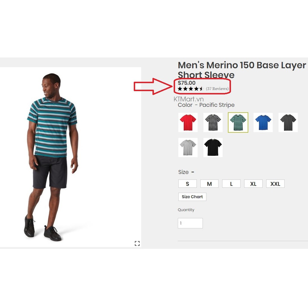 Áo lông cừu Smartwool Men's Merino 150 Base Layer Short Sleeve SW016041 size L