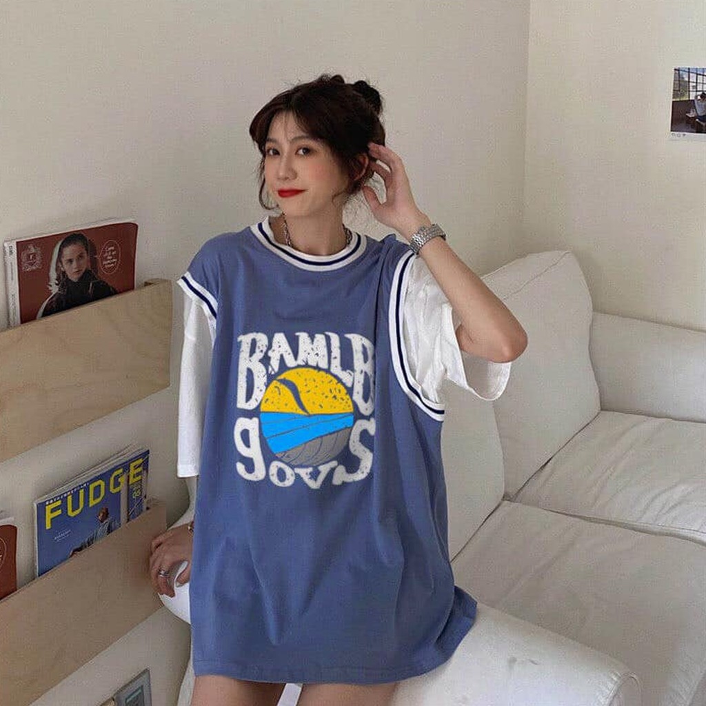 Áo thun tay lỡ nữ sports freesize phông form rộng Unisex, mặc lớp, nhóm, cặp in chữ MLB phối kiểu bóng rổ | BigBuy360 - bigbuy360.vn