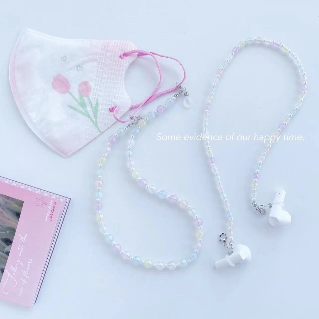 Dây Đeo Mắt Kính Xỏ Hạt Acrylic Màu Macaron Phong Cách Hàn Quốc Mới