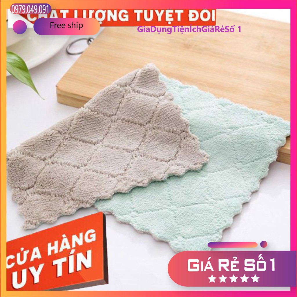 Khăn lau bếp đa năng sét 10 chiếc mềm mại thấm nước tốt, khăn lau đa năng 2 mặt tiện dụng siêu rẻ.