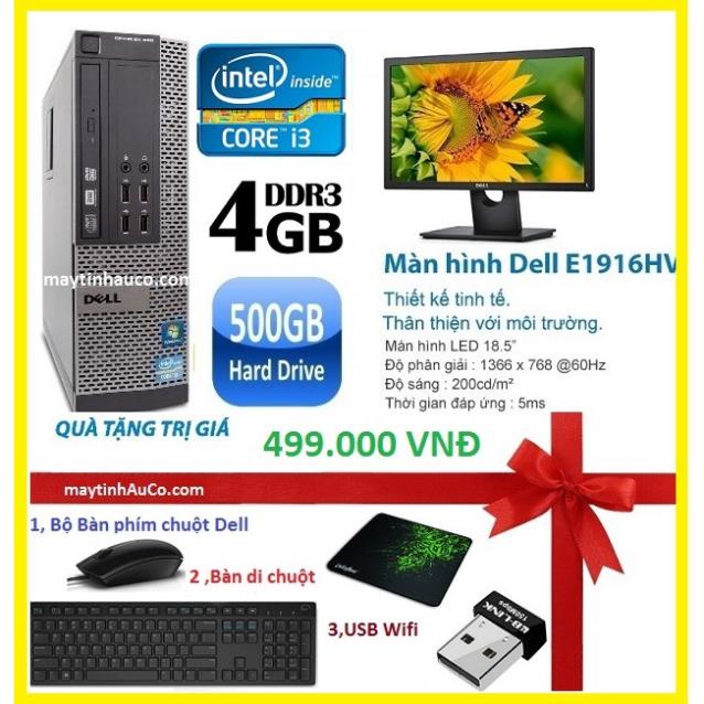 Bộ máy tính để bàn đồng bộ Dell optiplex 390 ( Core i3 / 4G / 500G ) Dell 18.5 Wide - Led