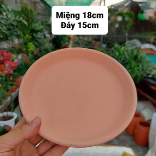 Chậu đất nung, Chậu sen đá - Dĩa lót chậu, miệng dĩa 18cm, đáy dĩa 15cm
