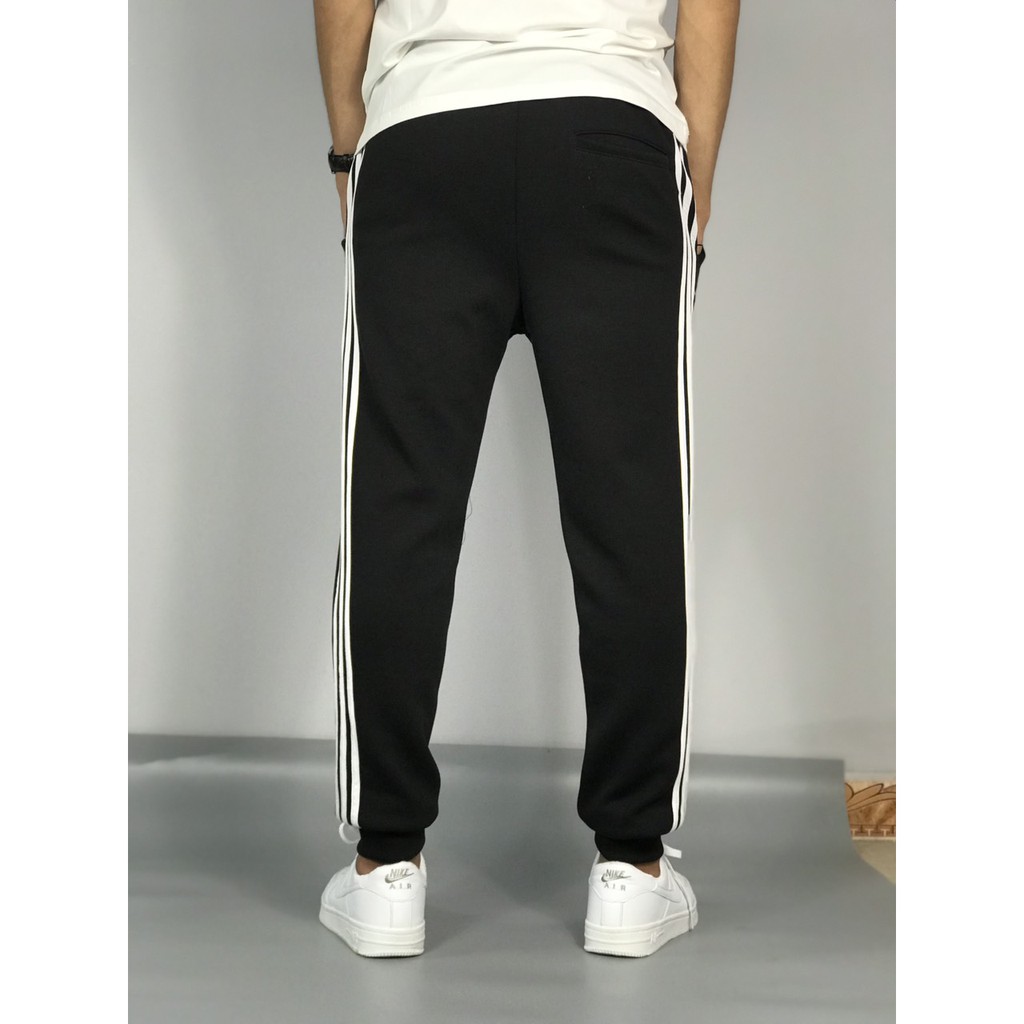 Quần thể thao đen 3 sọc trắng, ống bó jogger  Co dãn tốt, phù hợp với mặc dạo phố, thể dục thể thao, ở nhà | BigBuy360 - bigbuy360.vn