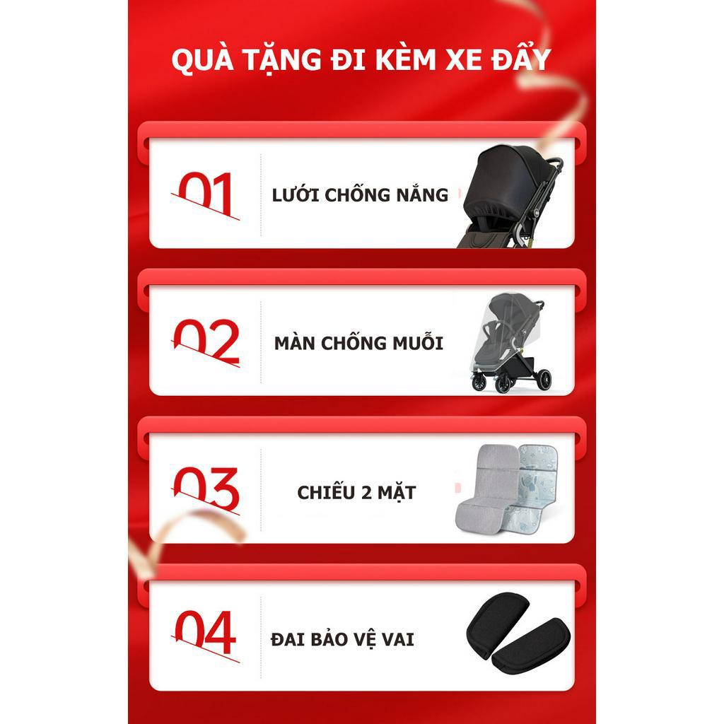 Xe đẩy đôi em bé 2 chiều ngả lưng 3 tư thế cho bé BaBy gấp gọn thành vali kéo, siêu chắc chịu lực 40kg