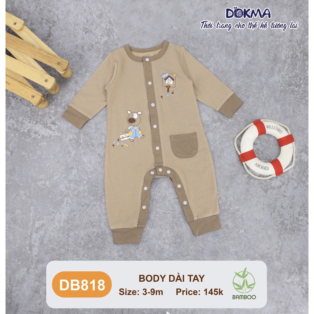 [FREESHIP] Body sơ sinh dài tay 3-9 tháng tuổi Dokma DB818