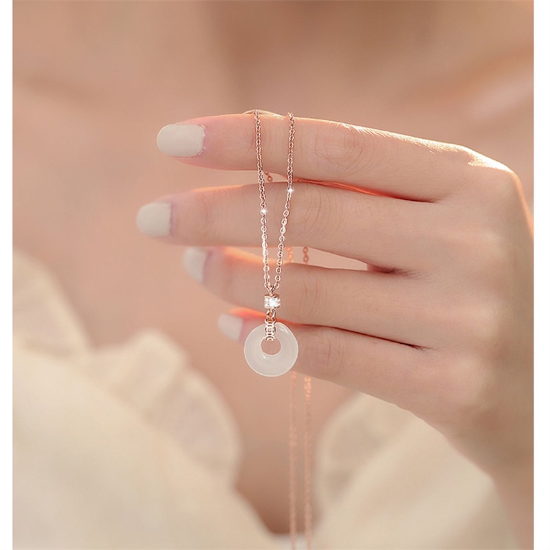 Vòng cổ Bạc 925 Mặt Ngọc Bích Thời Trang Cho Nữ