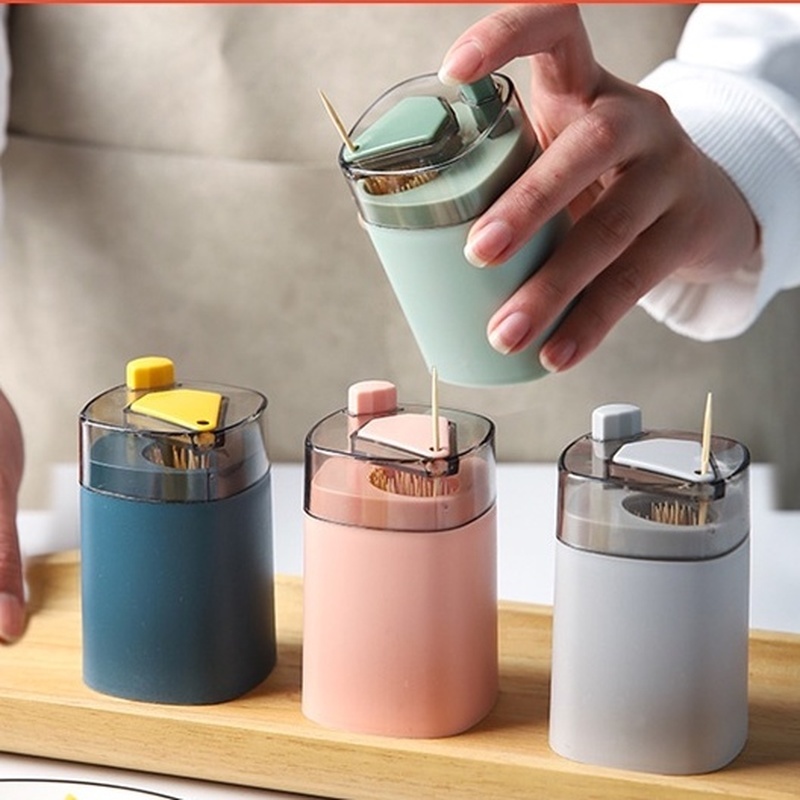 [Home Creative Automatic Toothpick Box  ][Home Living Room Dining Room Toothpick Storage Box][ Toothpick Holder Container ][Portable Pop-up Toothpick Dispenser Storage Box ]