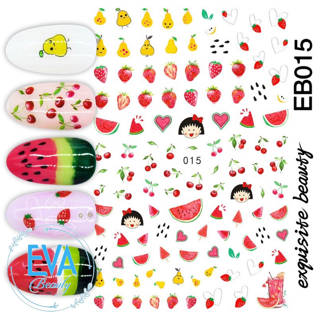 Sticker Dán Móng Tay 3D Dạng Decal Dán Chống Nước Hoạ Tiết Trái Cây Quả Lê Vàng A Pear EB012
