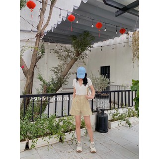 Áo Croptop gân cổ bẻ V