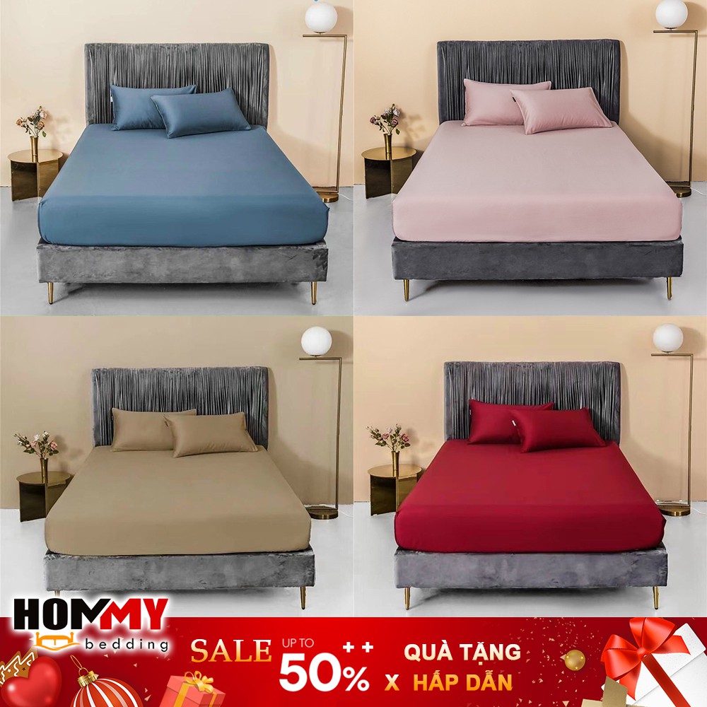 ❤️ Bộ Ga Gối ❤️ Hommy Bedding trơn màu chất liệu vải cotton cao cấp