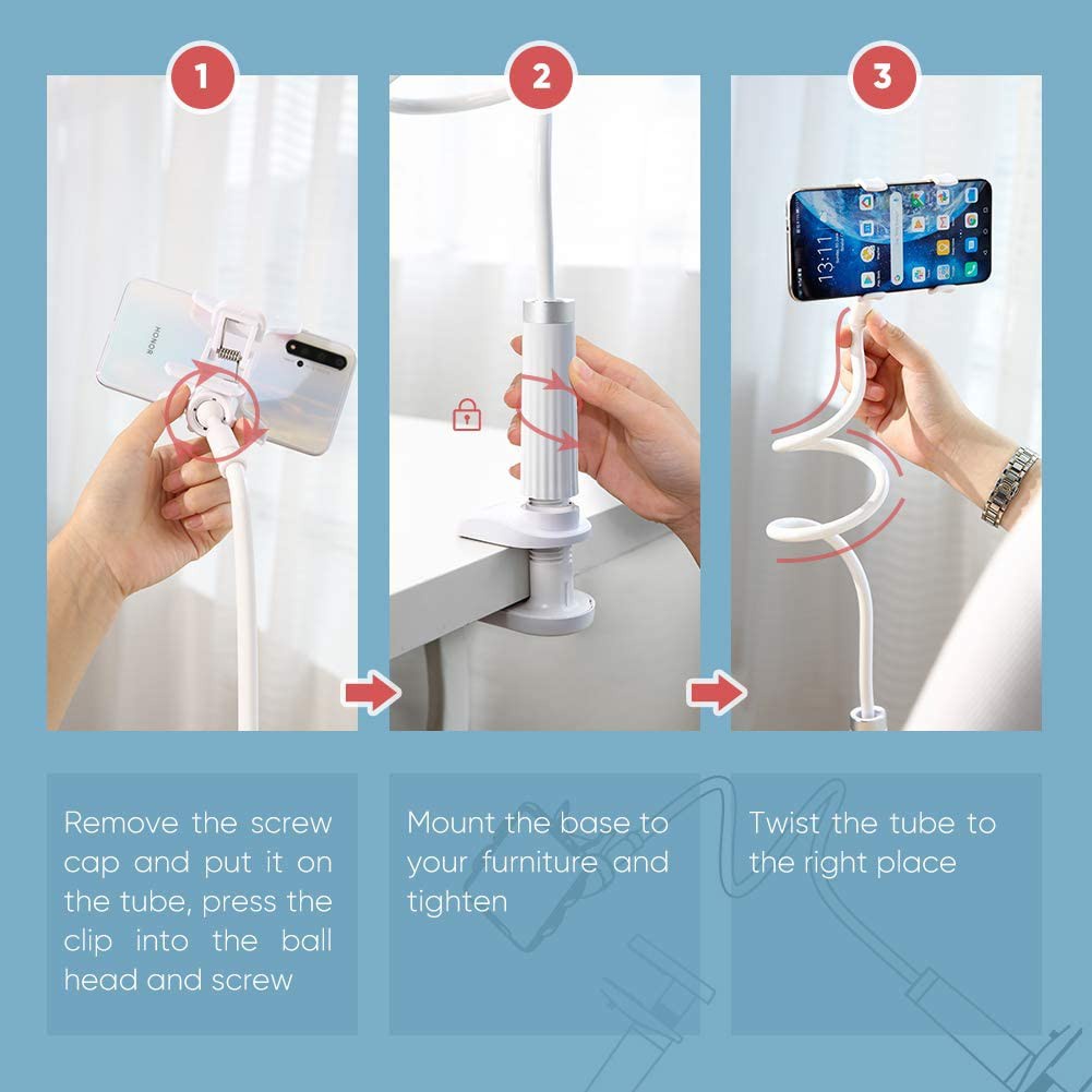 Giá đỡ điện thoại cài kẹp khe bàn UGREEN dạng cổ ngỗng, rảnh tay, dài 90cm, tùy chỉnh góc xoay LP113 30488