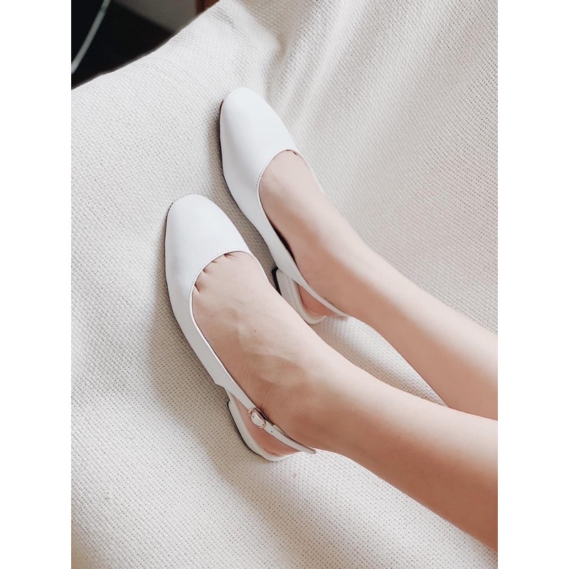 Giày cao gót mũi vuông kiểu dáng slingback phối quai mảnh_A022SLB [ẢNH THẬT 100%]