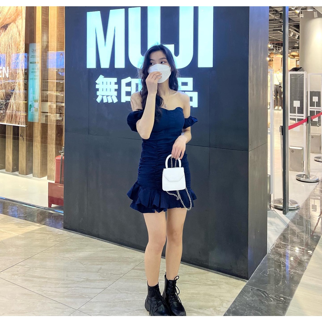 Đầm trễ vai body có đệm ngực  - Miho house