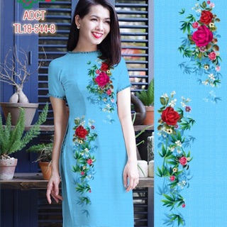 Vải Áo Dài Cách Tân In Hoa Hồng Đỏ
