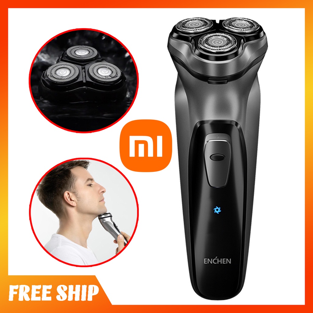 Máy cạo râu Xiaomi Enchen 5W trang bị 3 lưỡi cạo siêu sạch, hệ thống cạo thông minh