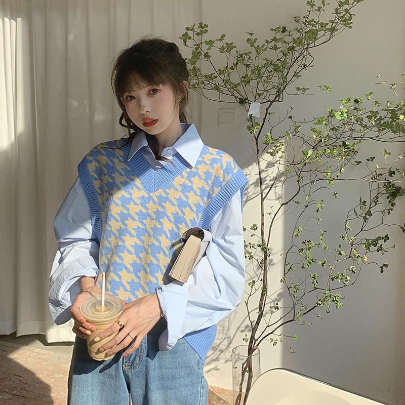 Áo dệt kim không tay dáng rộng phong cách Hàn Quốc | WebRaoVat - webraovat.net.vn