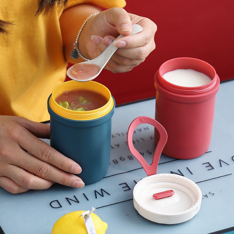 Cốc đựng canh giữ nhiệt dung tích 300mi có nắp chống tràn dùng trực tiếp trong lò vi sóng
