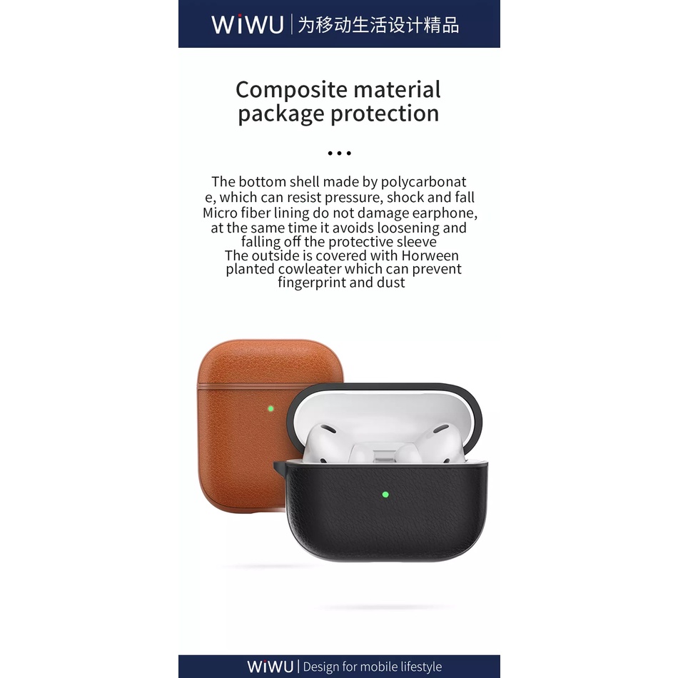 Bao Da cao cấp chống sốc chính hãng WiWU cho Airpod 1/2, AiRPOD Pro, AirPOD 3