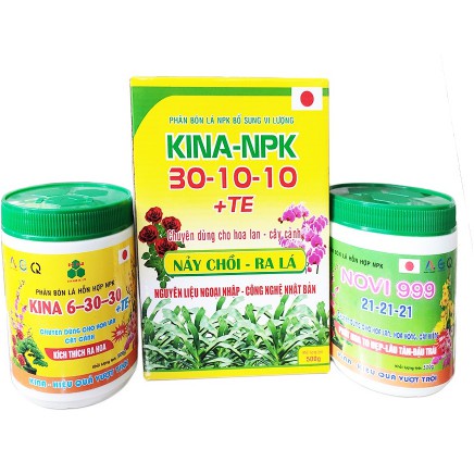 Phân bón lá Kina NPK 30-10-10 +TE, 20-20-20/ NPK 21-21-21, 6-30-30+TE hủ 100g phát triển toàn diện c