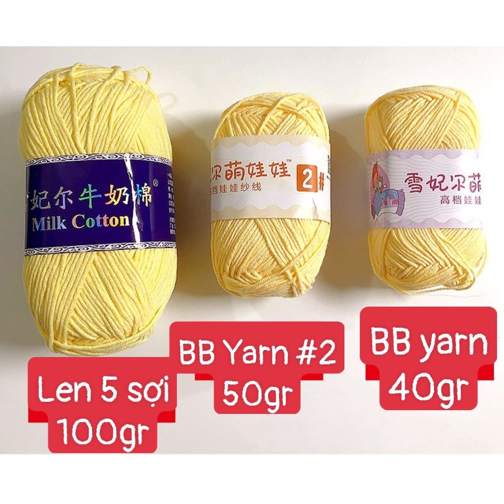 MỚI [50gram-BabyYarn#2/ 4 sợi] - Bảng màu 1-40 Len móc sợi baby yarn số 2 - Móc Thú - Phụ Kiện Tóc siêu đẹp